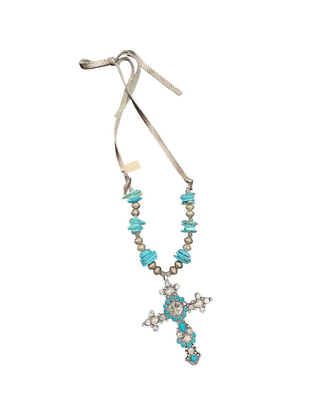 NEW A RARE BIRD women's faith cross necklace in turquoise
